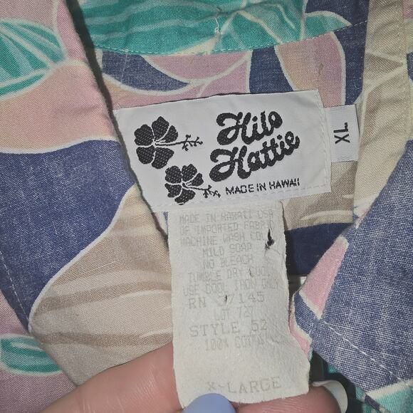 Hilo Hattie Vintage 90's Y2K  Half Button Pullover Pastel Floral Men's Cotton XL - Picture 3 of 5